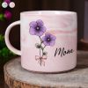 Birth Flowers Mom Grandma Nana - Personalized Marble Mug