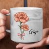 Birth Flowers Mom Grandma Nana - Personalized Marble Mug