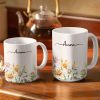 Birth Month Flower Watercolor Blooming In Love - Personalized White Edge-to-Edge Mug