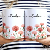 Birth Month Flower Watercolor Blooming In Love - Personalized White Edge-to-Edge Mug