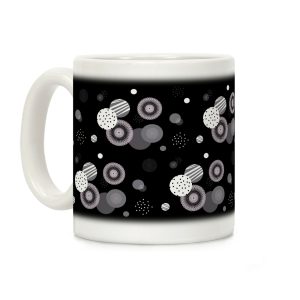 Black and White Radials and Circles Pattern Coffee Mug