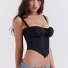Black Back Tie-Up Corset Strap Top