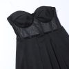 Black Bustier Slit Midi Dress