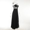 Black Bustier Slit Midi Dress