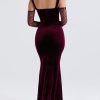 Black Cherry Velvet Lace Long Sleeve Maxi Dress