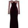 Black Cherry Velvet Lace Long Sleeve Maxi Dress