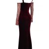 Black Cherry Velvet Lace Long Sleeve Maxi Dress