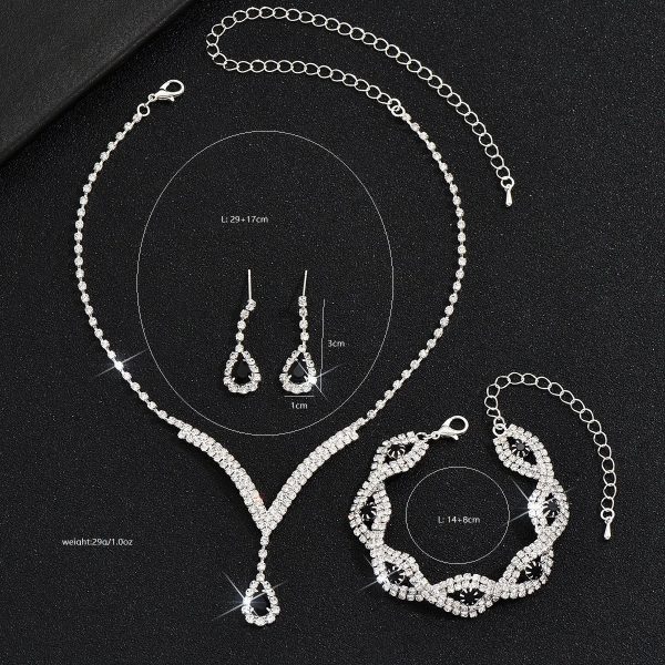 Black Crystal Water Drop Bridal Jewelry Set 3 Piece