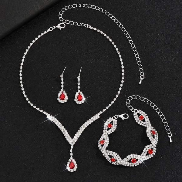 Black Crystal Water Drop Bridal Jewelry Set 3 Piece