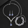 Black Crystal Water Drop Bridal Jewelry Set 3 Piece