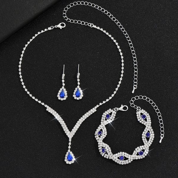 Black Crystal Water Drop Bridal Jewelry Set 3 Piece