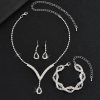 Black Crystal Water Drop Bridal Jewelry Set 3 Piece