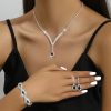 Black Crystal Water Drop Bridal Jewelry Set 3 Piece