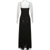 Black Embroidered Sheer Strappy Maxi Dress
