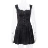 Black Front Lace-Up Mini Dress