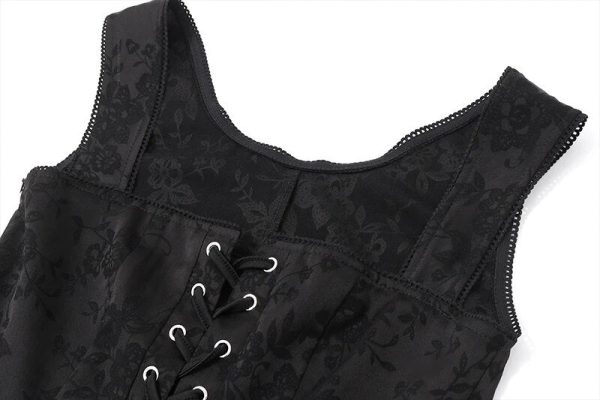 Black Front Lace-Up Mini Dress