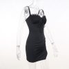 Black Lace Bustier Tie-Up Strap Mini Dress
