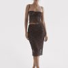 Black Lace Cami Top And Midi Skirt Set