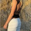 Black Lace Sheer Backless Top