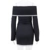 Black Long Sleeve Off-shoulder Bow Mini Dress