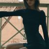 Black Mesh Long Sleeve Backless Mini Dress