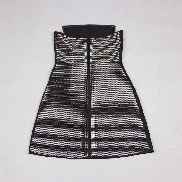 Black Mesh Strapless Mini Dress