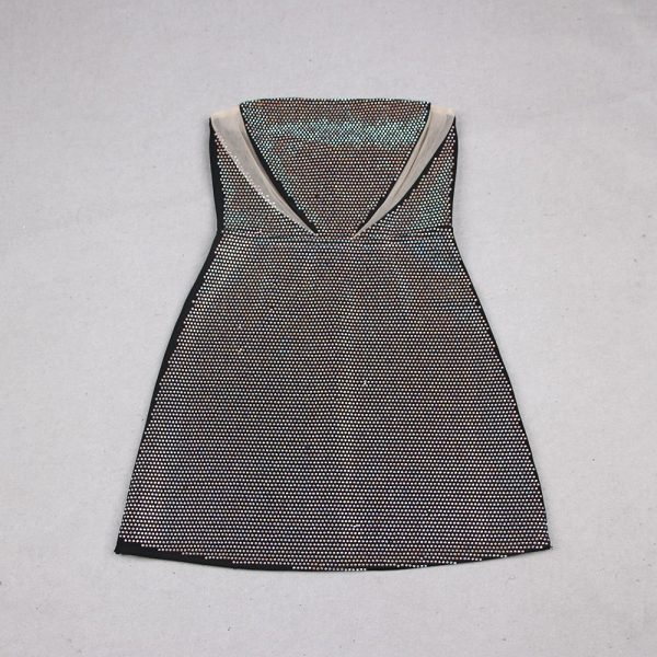 Black Mesh Strapless Mini Dress