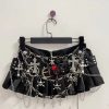 Black Micro Pleated Cross Chain Skirt