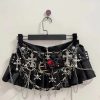 Black Micro Pleated Cross Chain Skirt