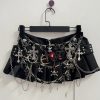 Black Micro Pleated Cross Chain Skirt