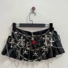 Black Micro Pleated Cross Chain Skirt
