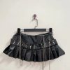 Black Micro Pleated Cross Chain Skirt