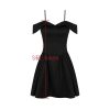 Black Off-Shoulder Frill Mini Dress