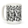 Black on White Mushroom Pattern Coffee Mug