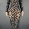 Black Rhinestones Full Wrap Dress