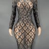 Black Rhinestones Full Wrap Dress