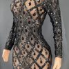 Black Rhinestones Full Wrap Dress