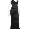 Black Satin Sweetheart Bodycon Midi Dress