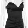 Black Satin Sweetheart Bodycon Midi Dress