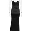 Black Satin Sweetheart Bodycon Midi Dress