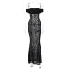 Black Sheer Lace Off Shoulder Maxi Dress