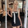 Black Tube White Bow Mini Dress