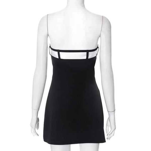 Black Tube White Bow Mini Dress