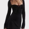 Black velvet Halter Long Sleeve Mini Dress