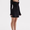 Black velvet Halter Long Sleeve Mini Dress