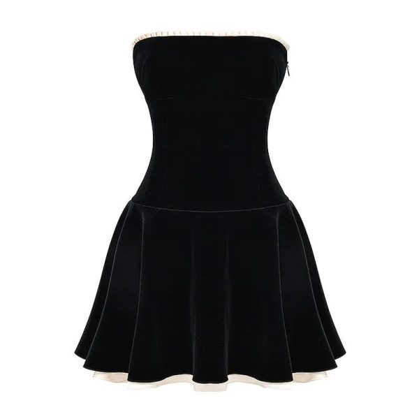 Black Velvet Tube Mini Dress