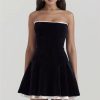 Black Velvet Tube Mini Dress