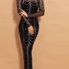 Black With Gold/Sliver Sequins Maxi Dresses