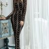 Black With Gold/Sliver Sequins Maxi Dresses