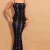 Black With Gold/Sliver Sequins Maxi Dresses